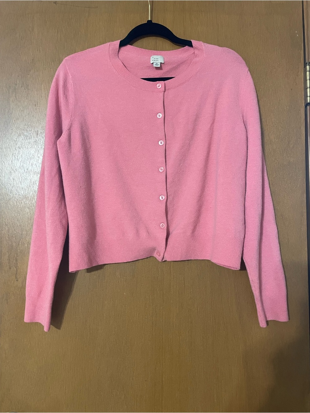a new day Pink Crewneck Button Front Cardigan